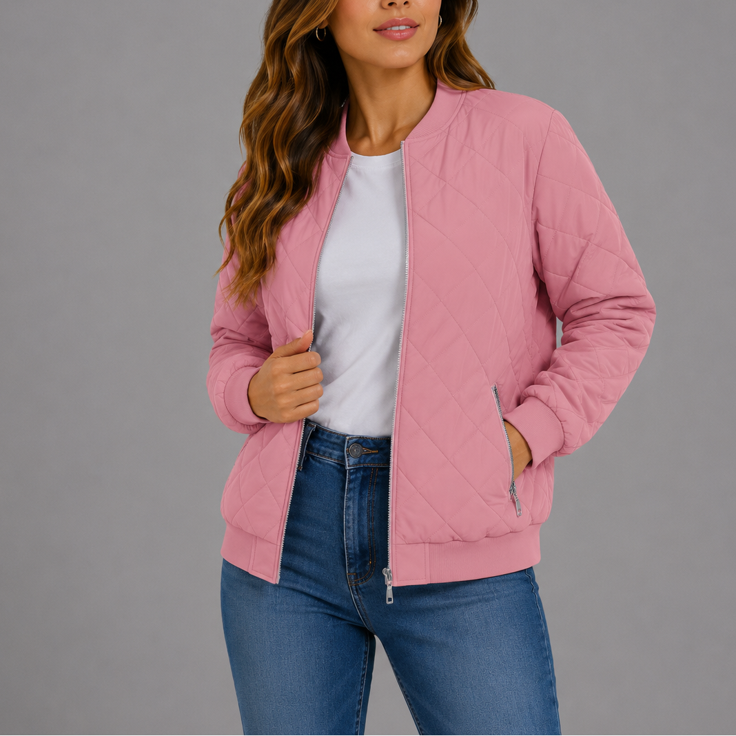 Lauretta | Quilted Bomber Jacket with Ribbed Trim for Women