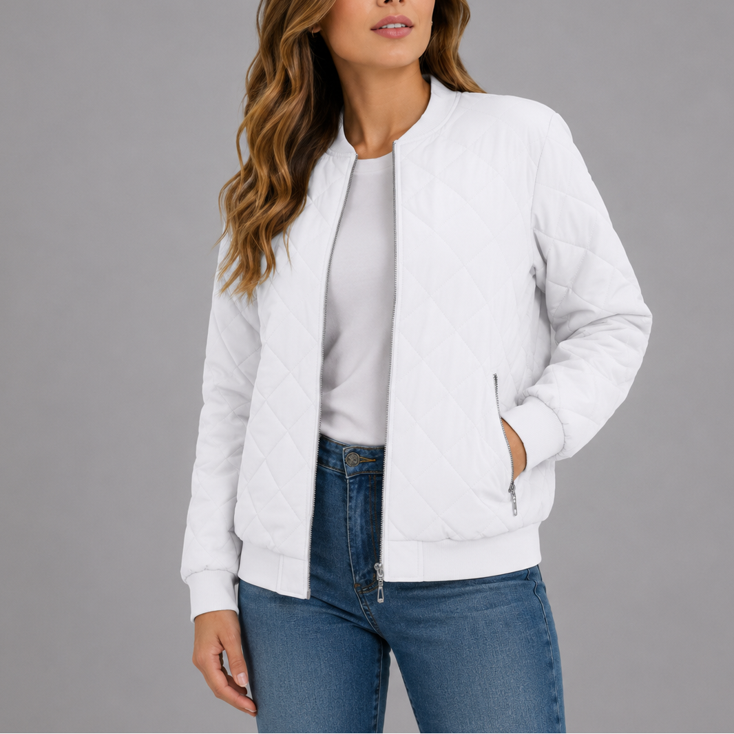Lauretta | Quilted Bomber Jacket with Ribbed Trim for Women