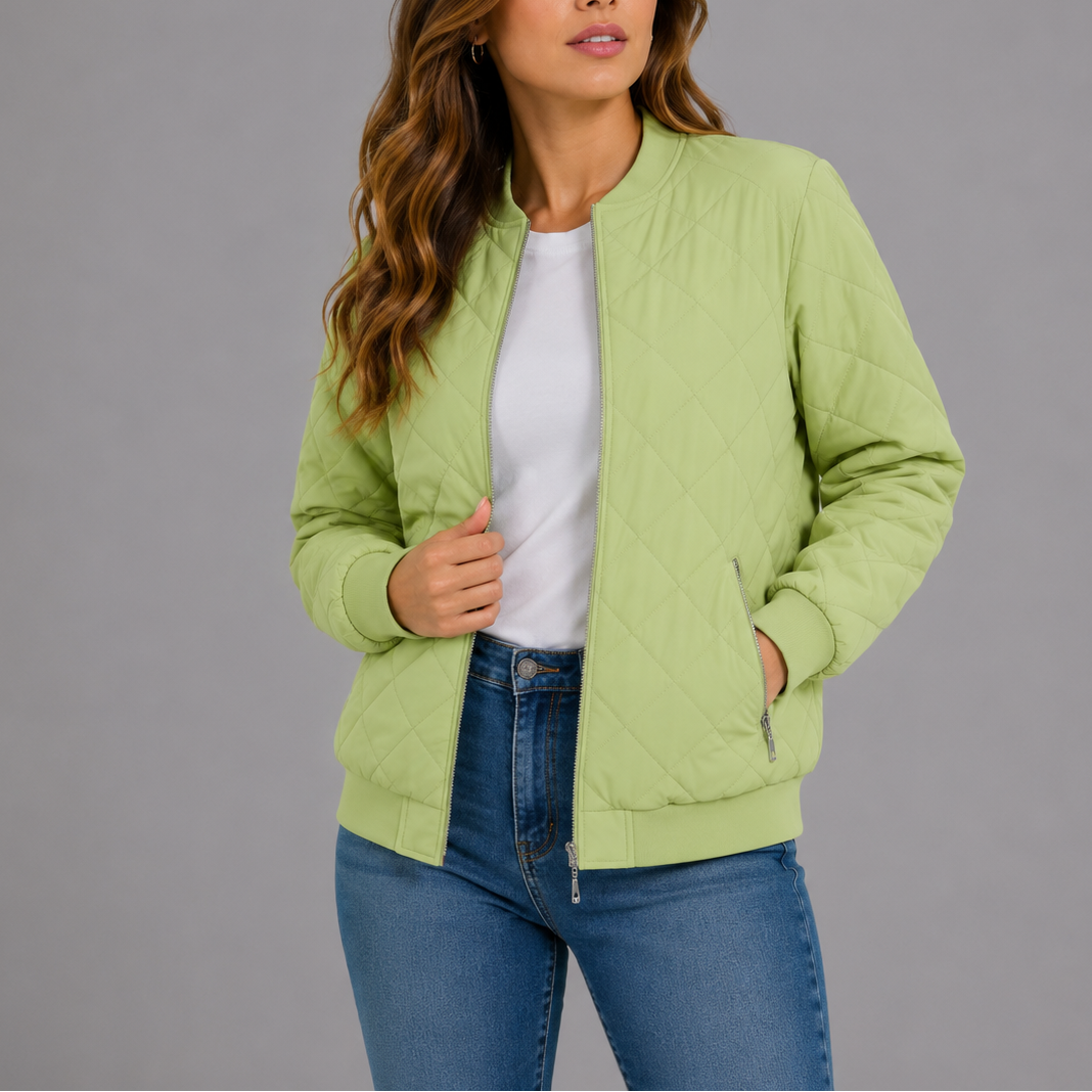 Lauretta | Quilted Bomber Jacket with Ribbed Trim for Women