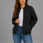 Lauretta | Quilted Bomber Jacket with Ribbed Trim for Women