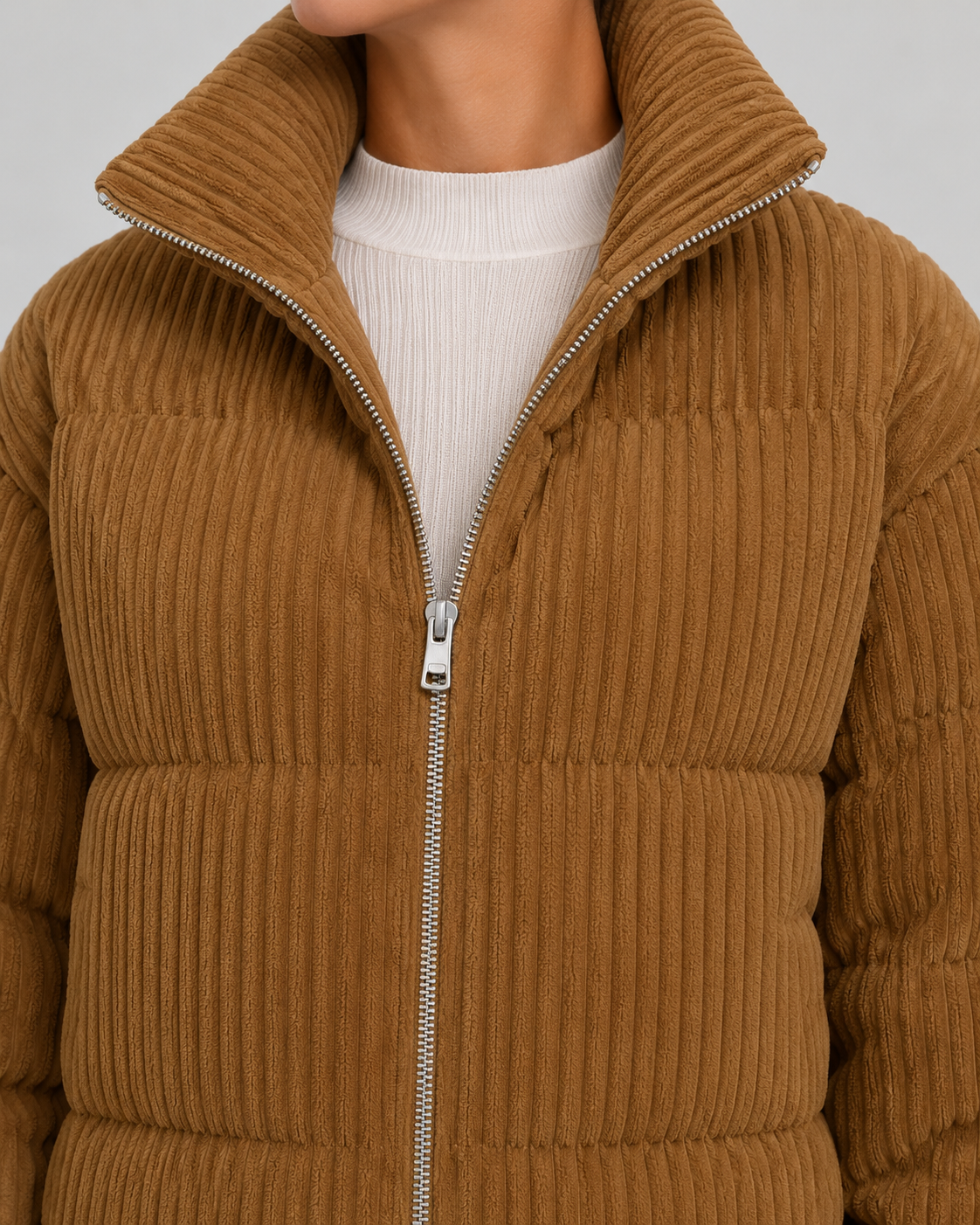 Alira Textured Puffer Jacket with Funnel Neck for Women