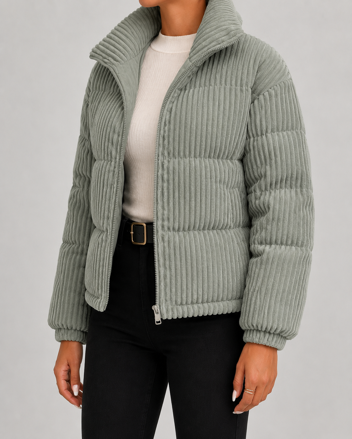 Alira Textured Puffer Jacket with Funnel Neck for Women