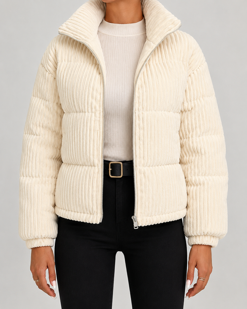 Alira Textured Puffer Jacket with Funnel Neck for Women