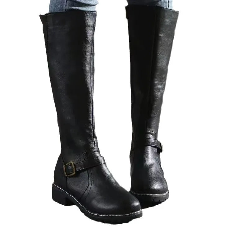 Georgia | Buckle-Strap Knee-High Boots with Ankle Strap for Women
