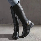 Georgia | Buckle-Strap Knee-High Boots with Ankle Strap for Women