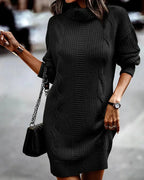 Lotti | Cable Knit Sweater Dress with Turtleneck for Women