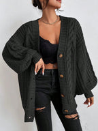 Iris | Cable Knit Oversized Cardigan with Button Front