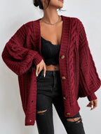 Iris | Cable Knit Oversized Cardigan with Button Front