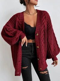 Iris | Cable Knit Oversized Cardigan with Button Front
