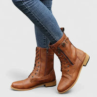 Marilou | Lace-Up Combat Winter Boot with Buckle for Women