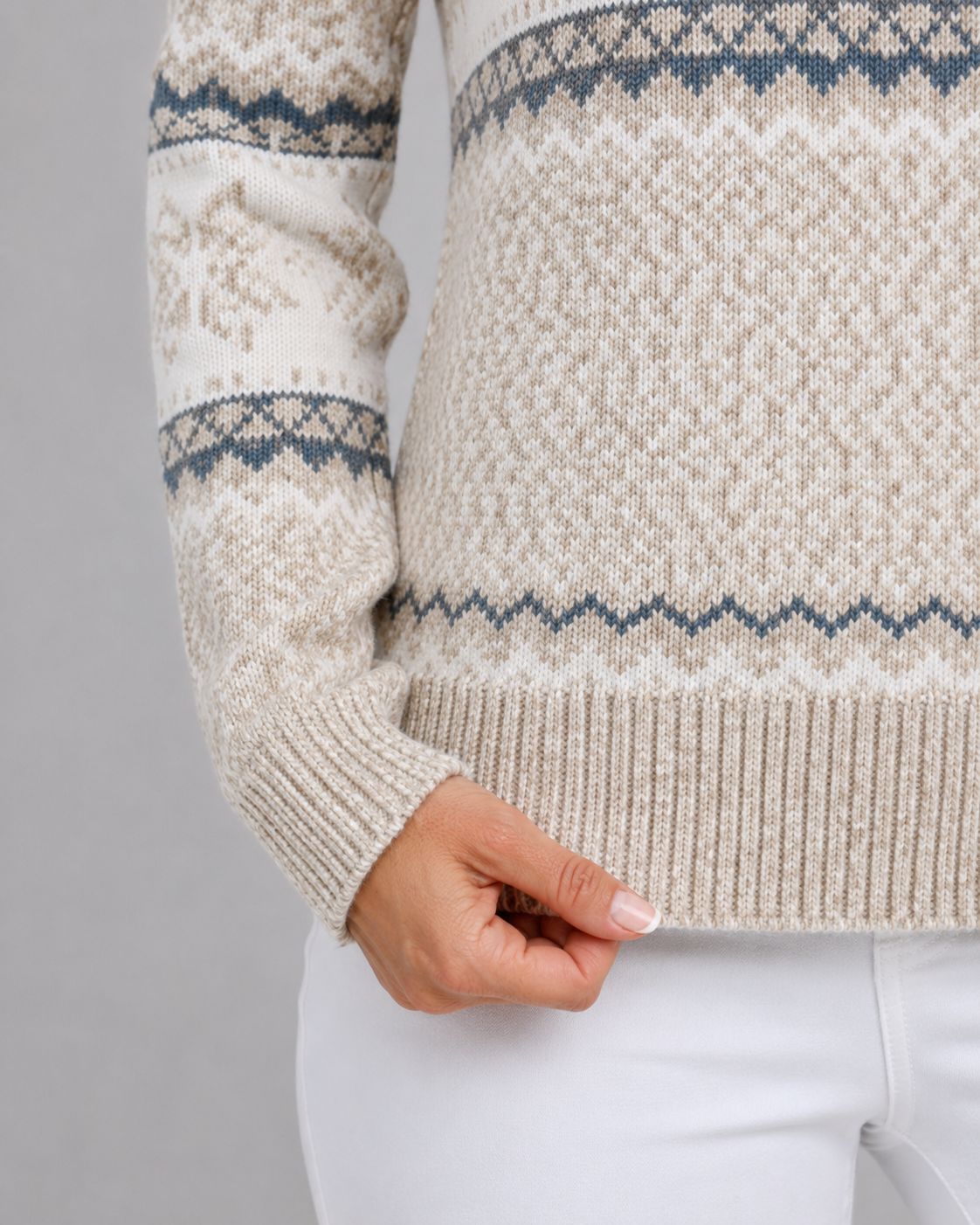 Loona | Patterned Fair Isle Sweater with Ribbed Mock Neck