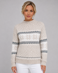 Loona | Patterned Fair Isle Sweater with Ribbed Mock Neck