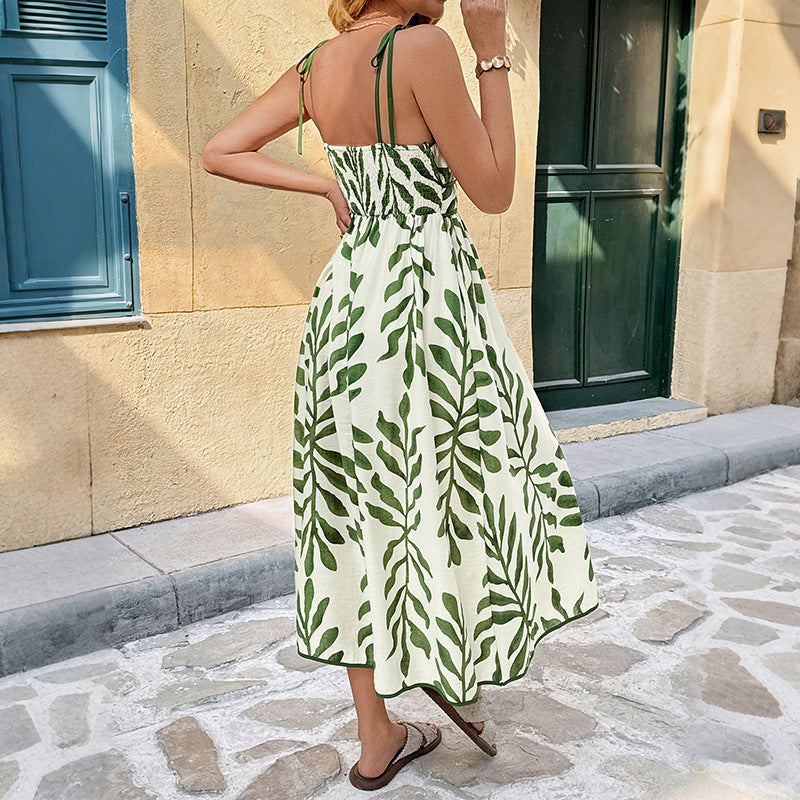 Tilda | Floral Square-Neck Midi Dress with Tie Straps for Women