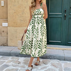 Tilda | Floral Square-Neck Midi Dress with Tie Straps for Women