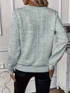 Celeste | Cable Knit Half-Zip Sweater with Ring Pull and Ribbed Hem