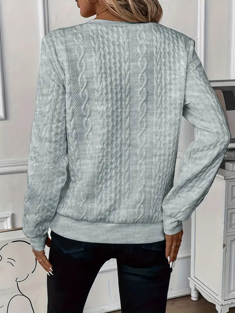 Celeste | Cable Knit Half-Zip Sweater with Ring Pull and Ribbed Hem