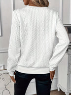 Celeste | Cable Knit Half-Zip Sweater with Ring Pull and Ribbed Hem