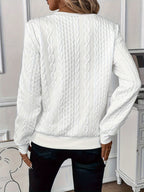 Celeste | Cable Knit Half-Zip Sweater with Ring Pull and Ribbed Hem
