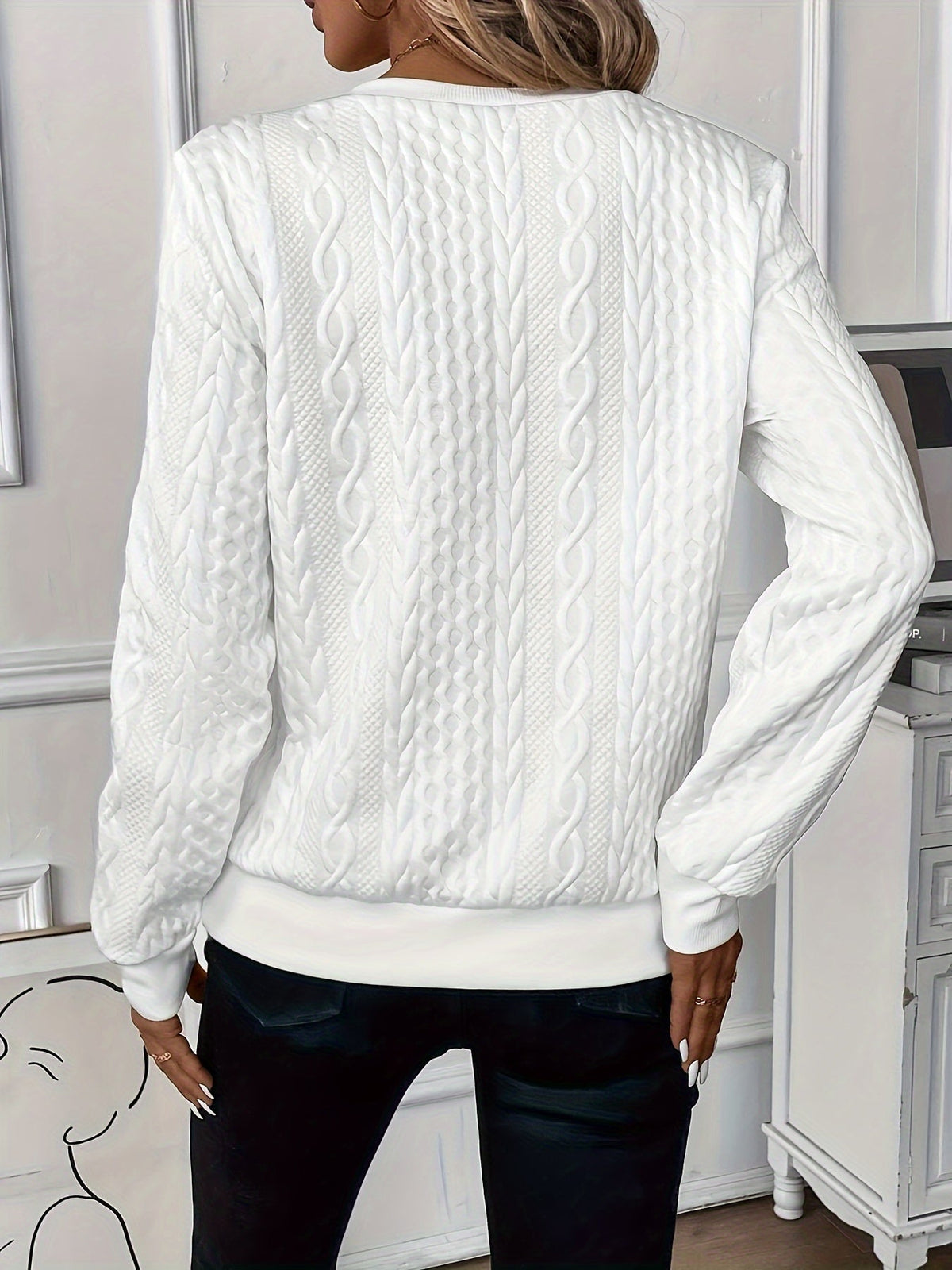 Celeste | Cable Knit Half-Zip Sweater with Ring Pull and Ribbed Hem