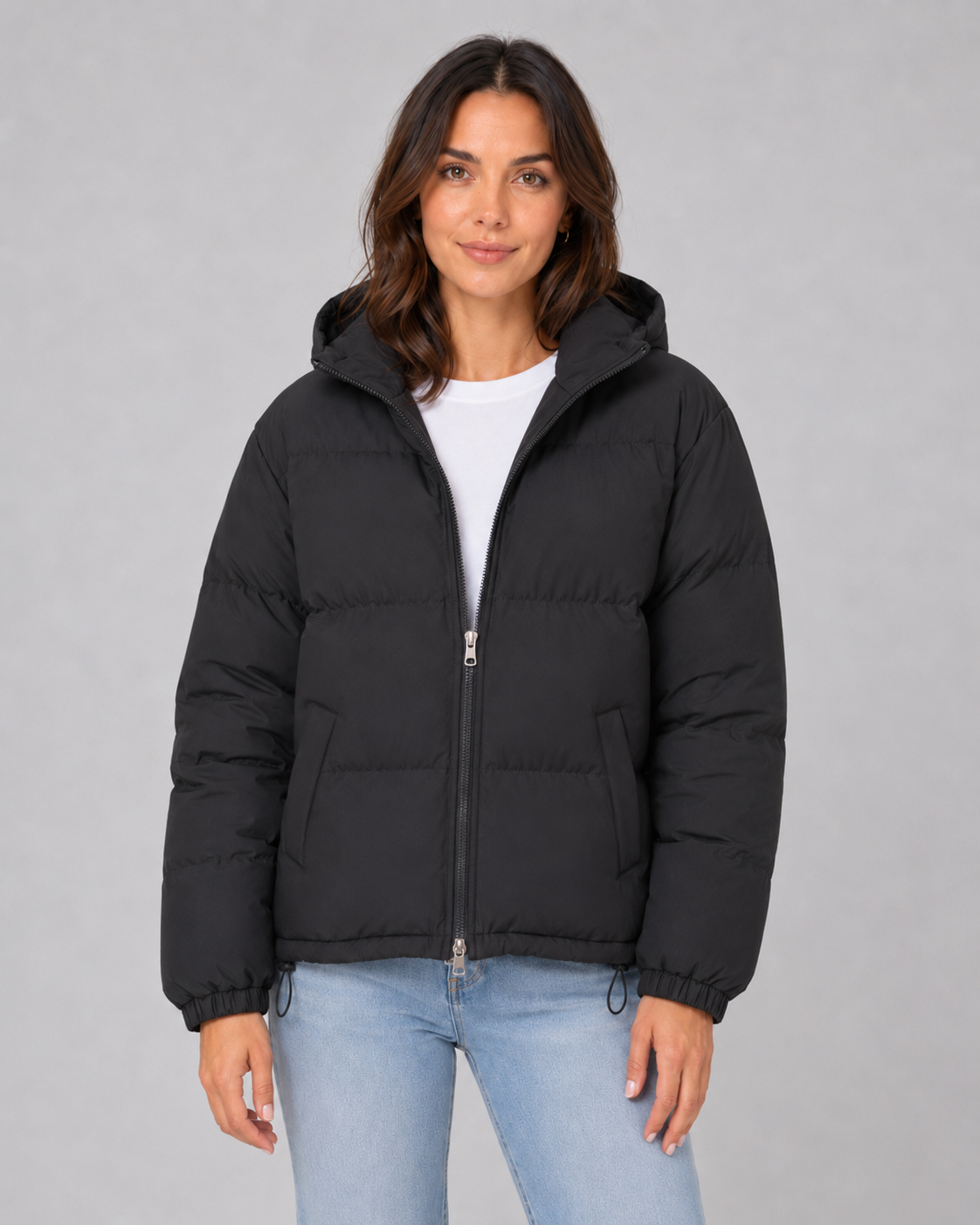 Cecilie | Hooded Quilted Puffer Jacket with Drawstring Hem