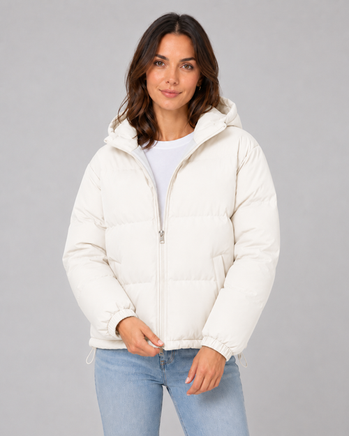 Cecilie | Hooded Quilted Puffer Jacket with Drawstring Hem
