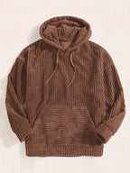 Priska | Ribbed Cord-Look Kangaroo Pocket Hoodie for Women