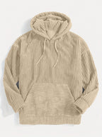 Priska | Ribbed Cord-Look Kangaroo Pocket Hoodie for Women
