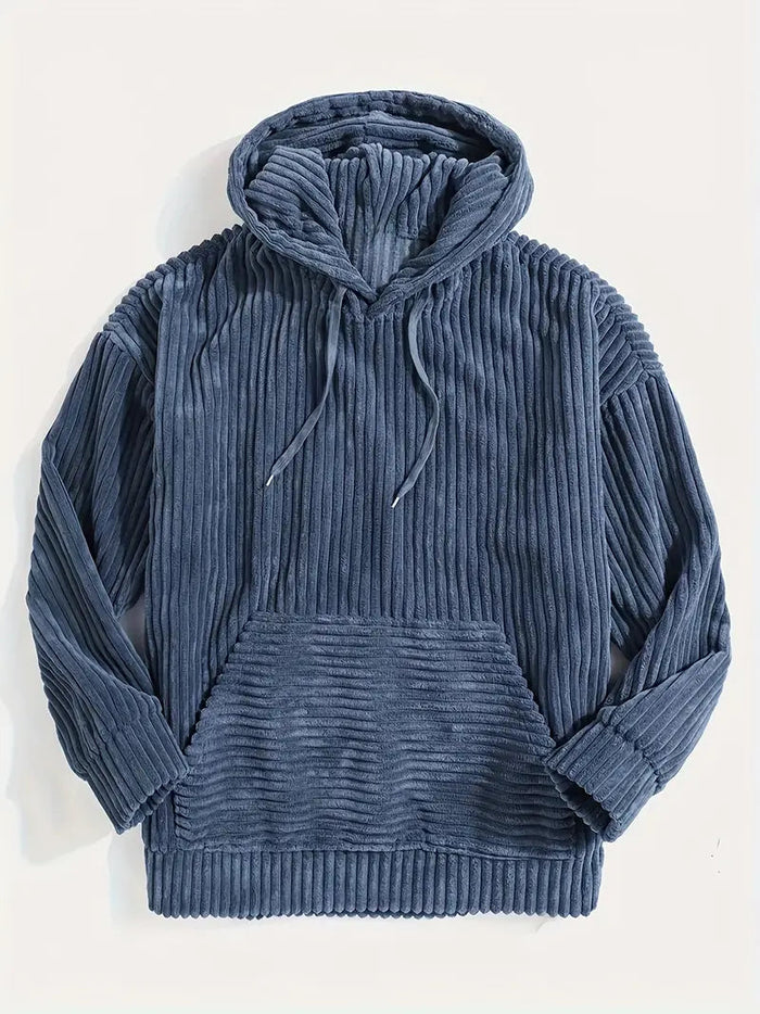 Priska | Ribbed Cord-Look Kangaroo Pocket Hoodie for Women