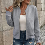 Imara | Textured Zip-Up Cardigan with Ribbed Hem for Women