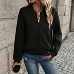 Imara | Textured Zip-Up Cardigan with Ribbed Hem for Women
