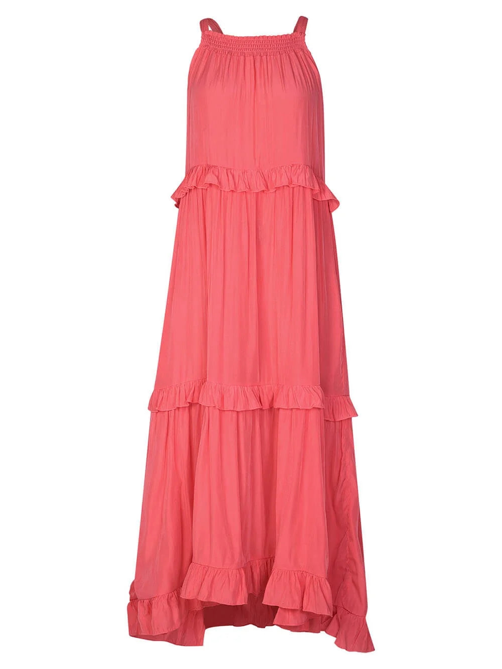 Veerle | Ruffle-Tiered Halter Maxi Dress with High-Low Hem