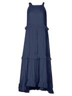Veerle | Ruffle-Tiered Halter Maxi Dress with High-Low Hem