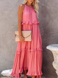 Veerle | Ruffle-Tiered Halter Maxi Dress with High-Low Hem