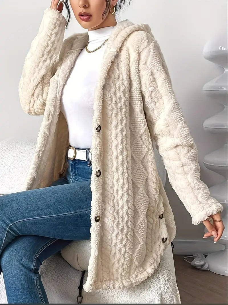 Nadaline | Hooded Textured Longline Cardigan for Women