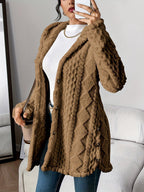 Nadaline | Hooded Textured Longline Cardigan for Women