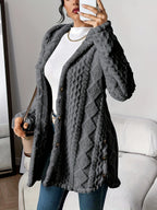Nadaline | Hooded Textured Longline Cardigan for Women