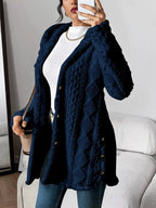 Nadaline | Hooded Textured Longline Cardigan for Women