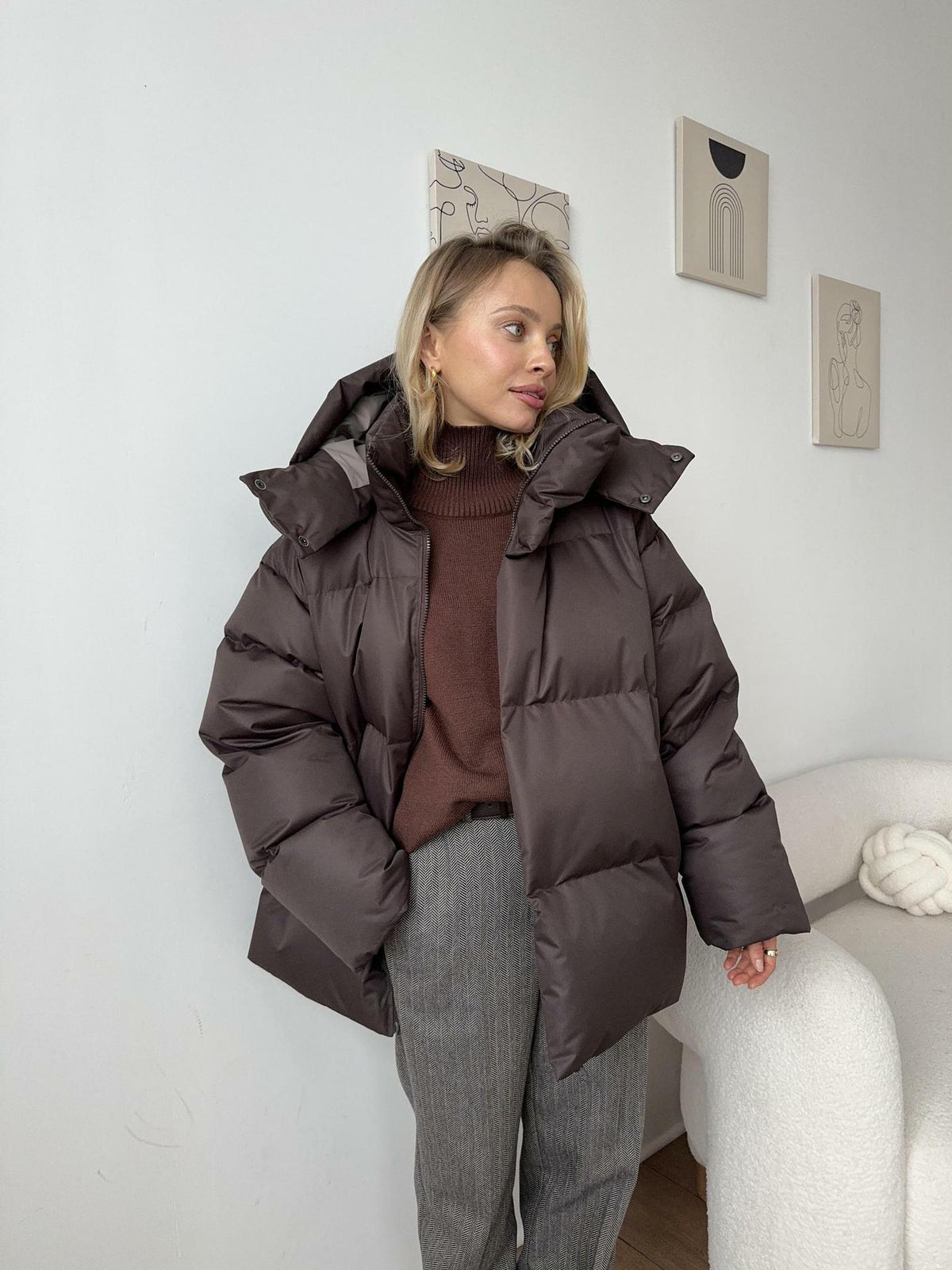 Amelie | Quilted Hooded Puffer Jacket with Zip-Front for Women