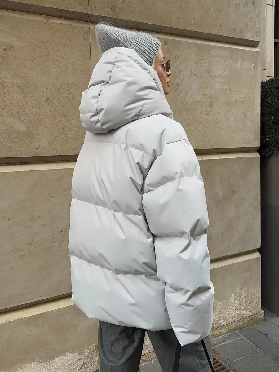 Amelie | Quilted Hooded Puffer Jacket with Zip-Front for Women
