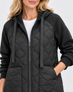 Elna | Quilted Fleece-Hood Zip-Front Jacket for Women