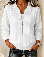 Eefje | Cable Knit Ribbed Zip-Front Cardigan for Women