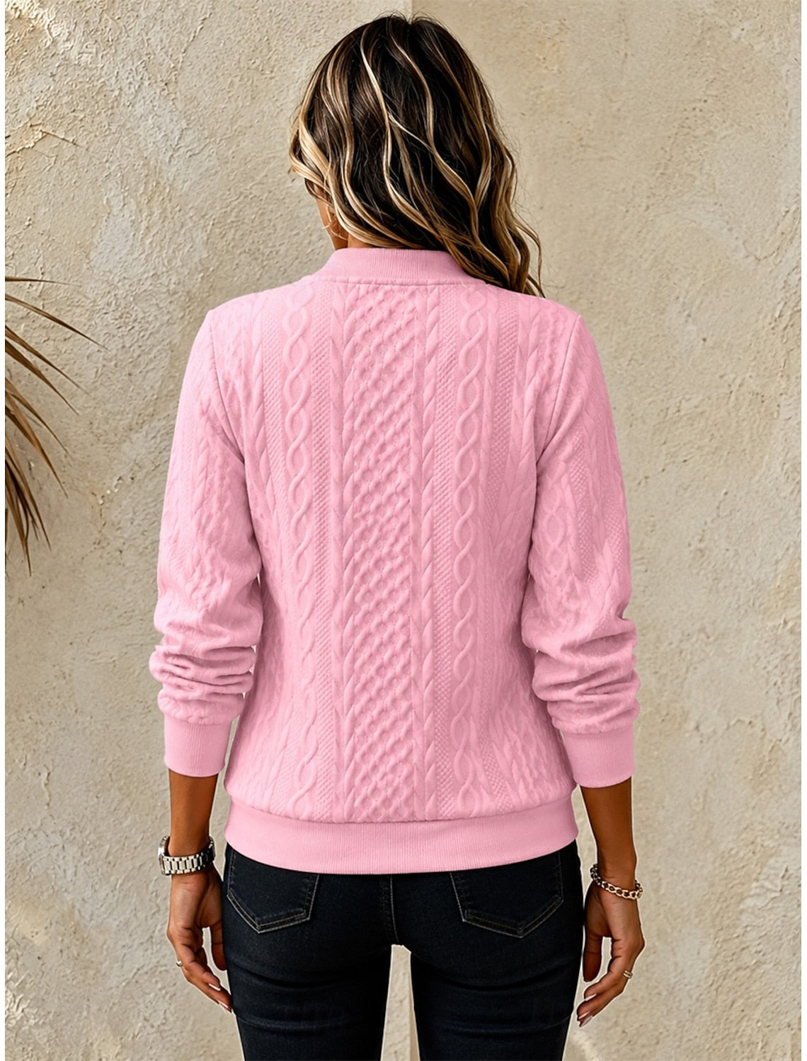 Eefje | Cable Knit Ribbed Zip-Front Cardigan for Women