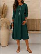 Erika | A-Line Midi Cocktail Dresses with Crew Neck for Women