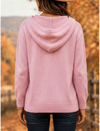Ophelia | Ribbed Hooded Button-Front Cardigan for Women
