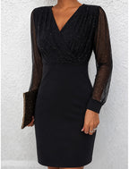 Estelle | Glitter Wrap V-Neck Bodycon Cocktail Dresses for Women