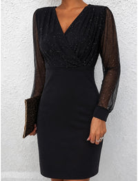 Estelle | Glitter Wrap V-Neck Bodycon Cocktail Dresses for Women