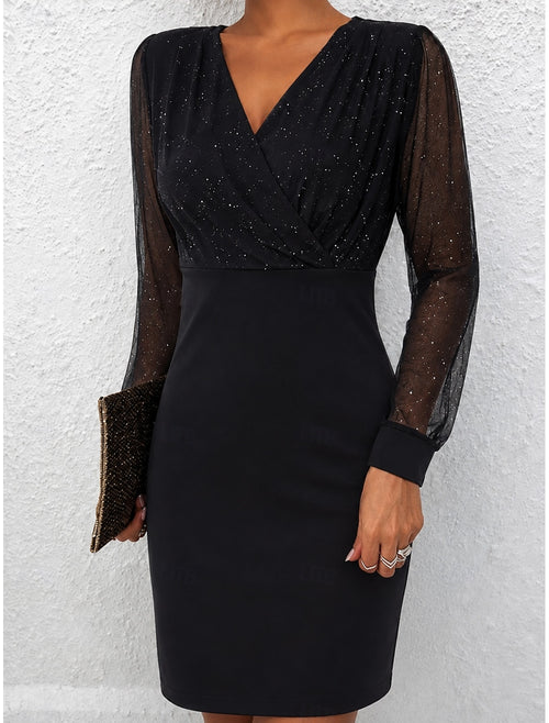 Estelle | Glitter Wrap V-Neck Bodycon Cocktail Dresses for Women