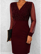 Estelle | Glitter Wrap V-Neck Bodycon Cocktail Dresses for Women