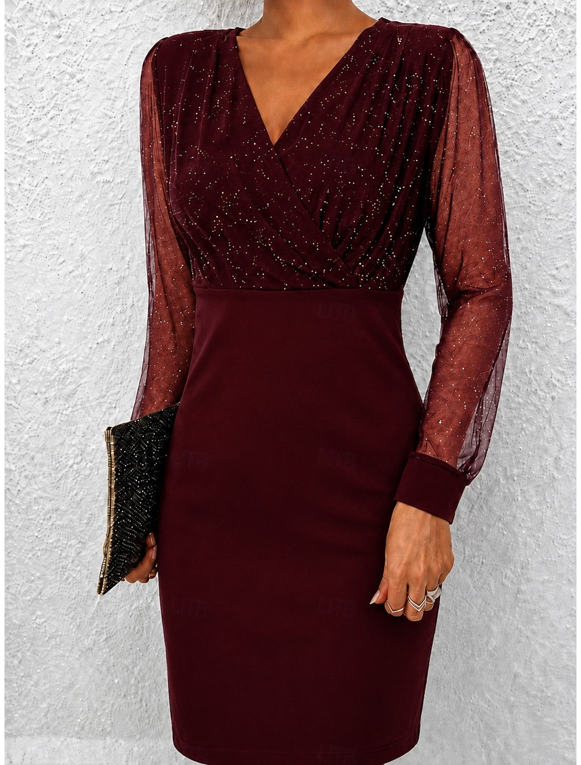 Estelle | Glitter Wrap V-Neck Bodycon Cocktail Dresses for Women