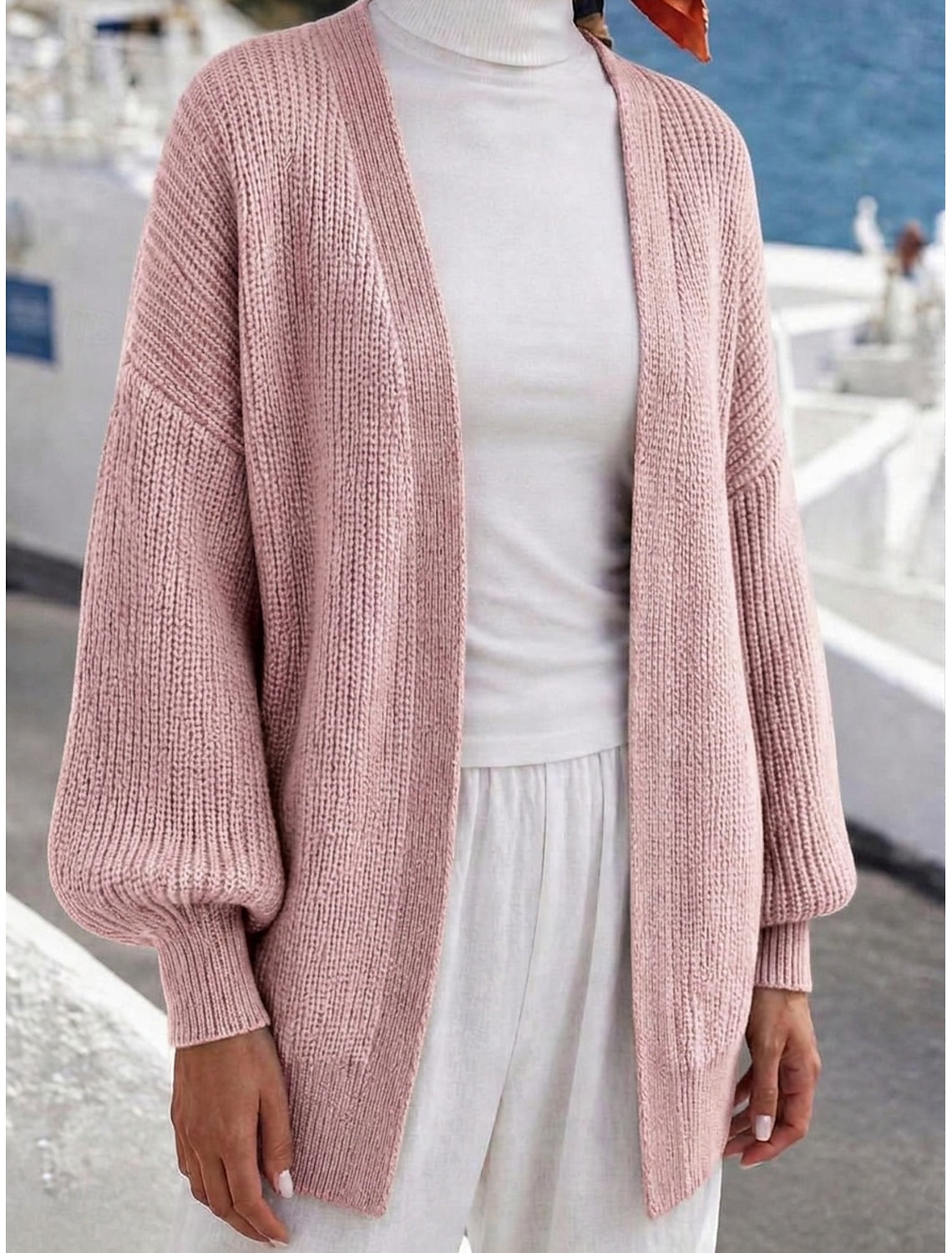 Florence | Ribbed Knit Longline Open-Front Cardigan for Women